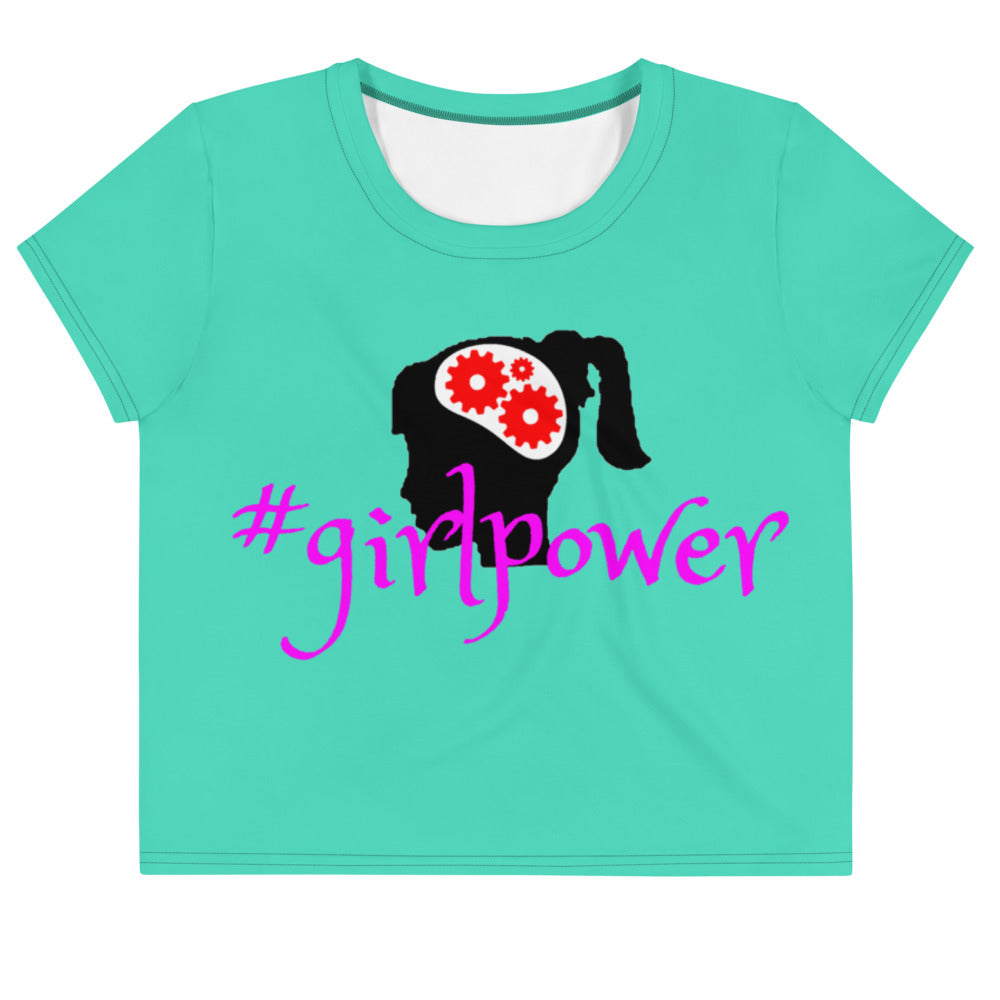 Army Green #girlpower Cropped Tees. Girls' Hashtag Art Crop Top. WickedYo.